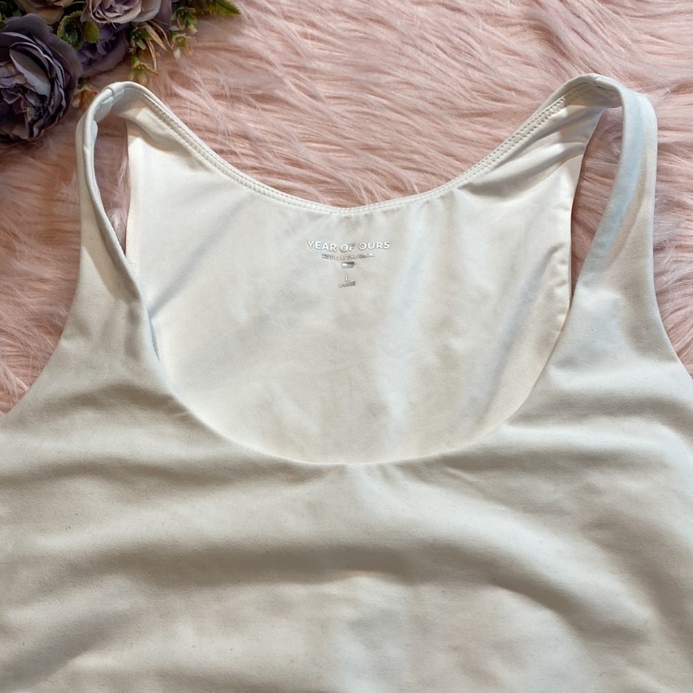 Year Of Ours White Crop Tank Racerback sz L - Picture 3 of 10